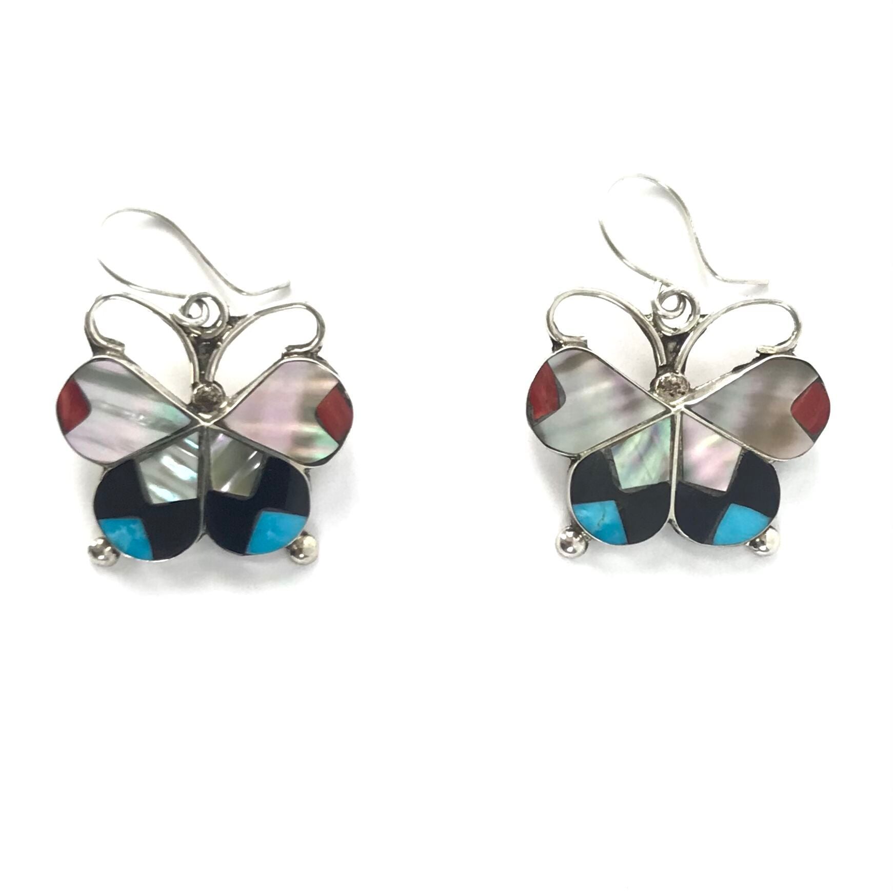 Justin Dishta Multi-gemstone Inlay Butterfly Earrings-Indian Pueblo Store