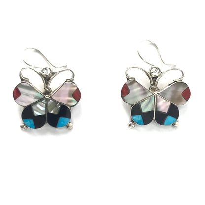 Justin Dishta Multi-gemstone Inlay Butterfly Earrings-Indian Pueblo Store