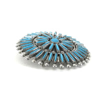 Load image into Gallery viewer, Lance and Cordelia Waatsa Turquoise Needlepoint Pin/Pendant-Indian Pueblo Store
