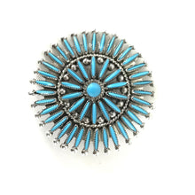 Load image into Gallery viewer, Lance and Cordelia Waatsa Turquoise Needlepoint Pin/Pendant-Indian Pueblo Store
