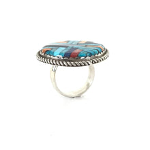 Load image into Gallery viewer, Joe and Angie Reano Lapis Multi-Gemstone Mosaic Inlay Ring-Indian Pueblo Store
