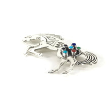 Load image into Gallery viewer, Lee Charley Multi-Gemstone Stamped Horse Pin-Indian Pueblo Store
