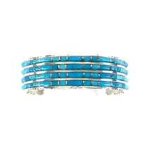 Load image into Gallery viewer, Sheldon Lalio 4 Row Turquoise Inlay Bracelet-Indian Pueblo Store
