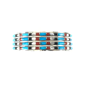 Sheldon Lalio Multi-Gemstone 4 Row Inlay Bracelet-Indian Pueblo Store