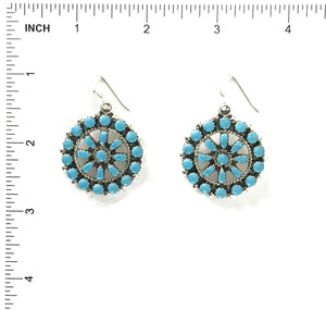 Turquoise Petit Point Cluster Dangle Earrings-Indian Pueblo Store