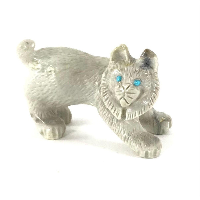 Wilfred Cheama Marble Bobcat Fetish Carving-Indian Pueblo Store