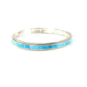 Ricky Booque Turquoise Inlay Bangle Bracelet-Indian Pueblo Store