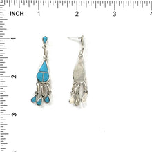 Load image into Gallery viewer, David Lucio Turquoise Inlay Tear Drop Dangle Earrings-Indian Pueblo Store
