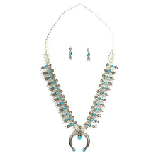 Load image into Gallery viewer, Doris Smallcanyon Squash Blossom Earring and Necklace Set-Indian Pueblo Store
