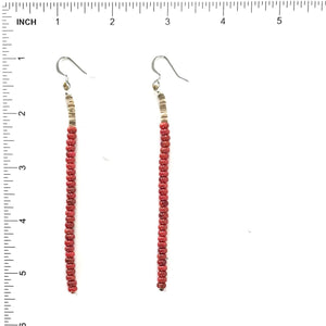 Joe and Marilyn Pacheco Apple Coral Single Strand Heishi Earring-Indian Pueblo Store
