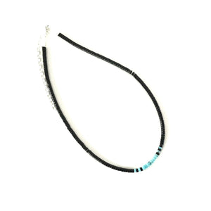 Kevin Ray Garcia Black Jet and Blue Turquoise Heishi Necklace-Indian Pueblo Store