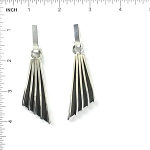 Sterling Silver Channel Asymmetrical Drop Earrings-Indian Pueblo Store
