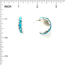 Load image into Gallery viewer, Sheldon Lalio Turquoise Inlay Half Hoop Earrings-Indian Pueblo Store
