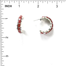 Load image into Gallery viewer, Sheldon Lalio Coral Inlay Half Hoop Earrings-Indian Pueblo Store
