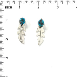 Julia Etsitty Turquoise Feather Post Earring-Indian Pueblo Store