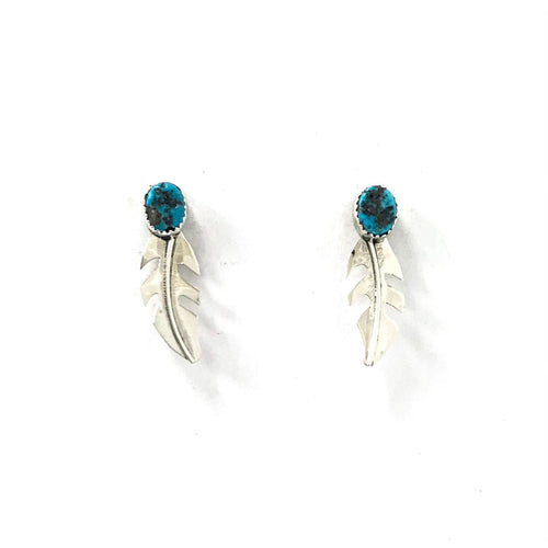 Julia Etsitty Turquoise Feather Post Earring-Indian Pueblo Store