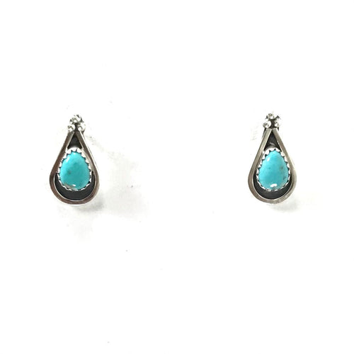 Turquoise Teardrop Post Earrings-Indian Pueblo Store