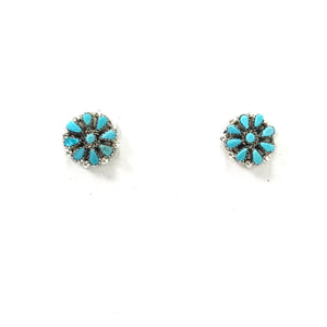 Small Turquoise Petit Point Cluster Earrings-Indian Pueblo Store