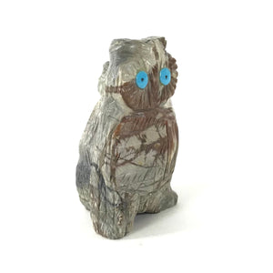 Kevin Quam Picasso Marble Owl Fetish Carving-Indian Pueblo Store