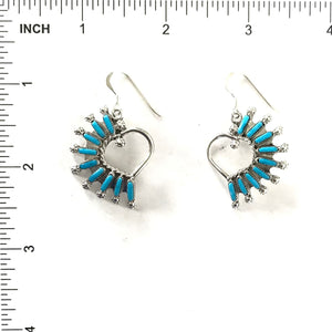 Carlos Laate Turquoise Petit Point Heart Earrings-Indian Pueblo Store