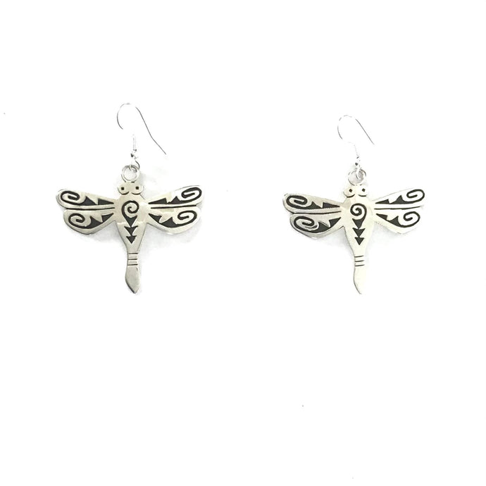 Sonny Gene Sterling Silver Overlay Dragonfly Earring-Indian Pueblo Store