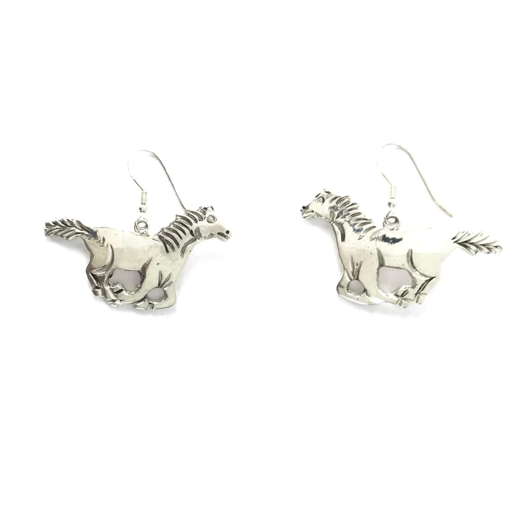 Pauline Nelson Sterling Silver Horse Earrings-Indian Pueblo Store