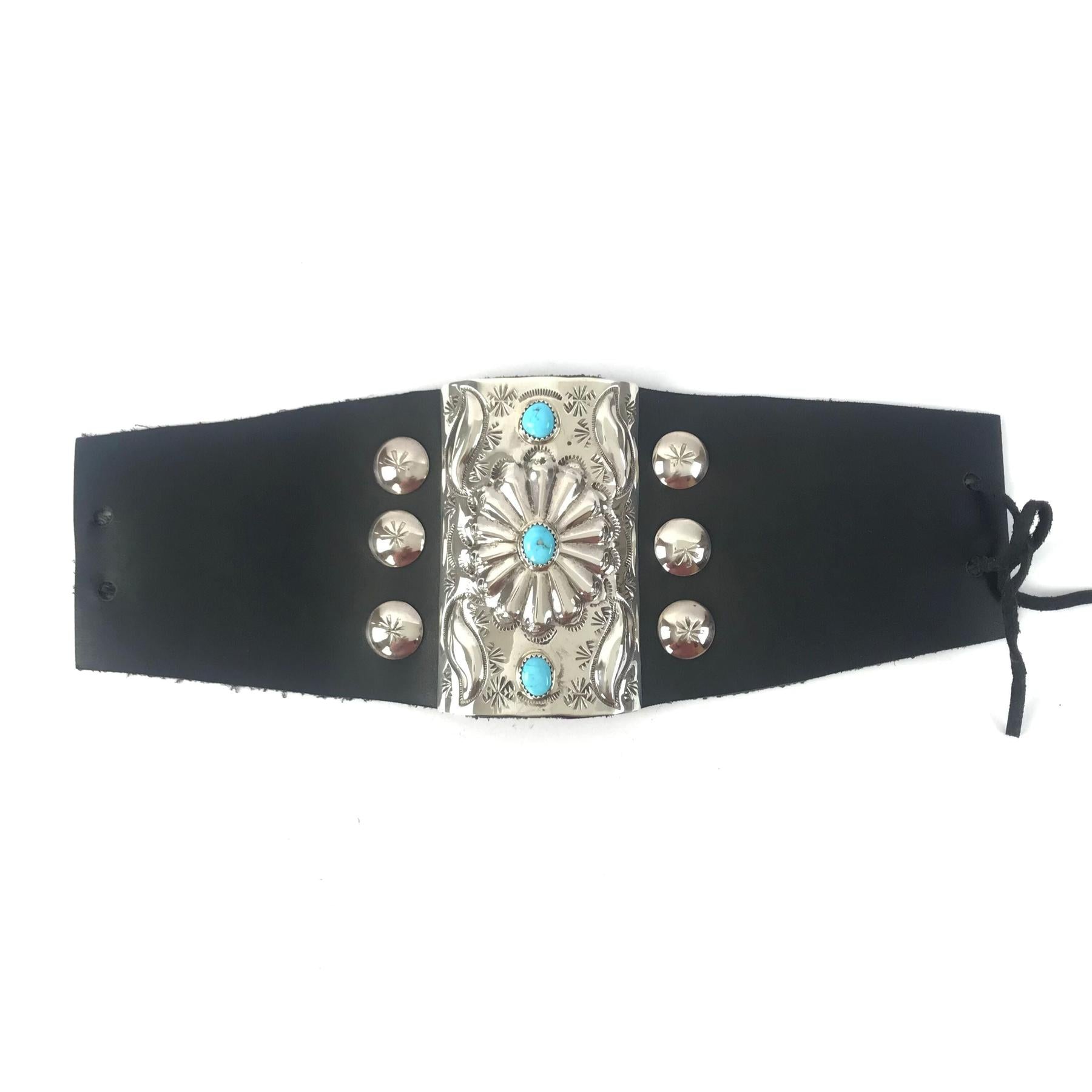 Dale Morgan Leather Turquoise Bow Guard-Indian Pueblo Store