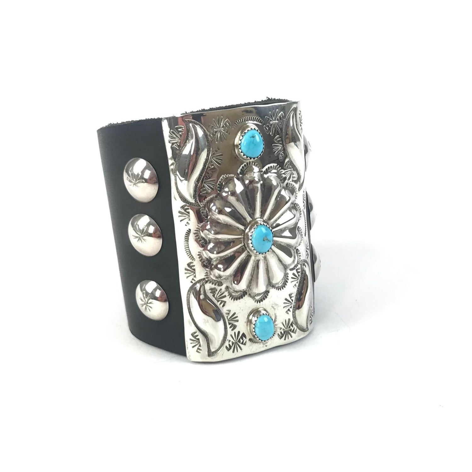 Dale Morgan Leather Turquoise Bow Guard-Indian Pueblo Store