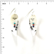 Load image into Gallery viewer, Gloria Chattin Mother of Pearl Carved Corn Maiden Earring-Indian Pueblo Store
