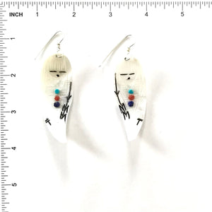 Gloria Chattin Mother of Pearl Carved Corn Maiden Earring-Indian Pueblo Store