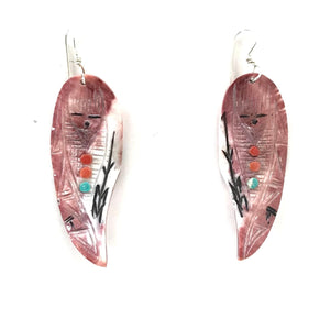 Gloria Chattin Spiny Oyster Shell Corn Maiden Earrings-Indian Pueblo Store