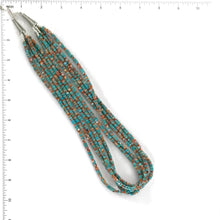 Load image into Gallery viewer, Fred Archuleta Turquoise and Apple Coral 5 Strand Heishi Necklace-Indian Pueblo Store
