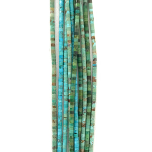 Fred Archuleta 10 strand Blue and Green Turquoise Heishi Necklace-Indian Pueblo Store