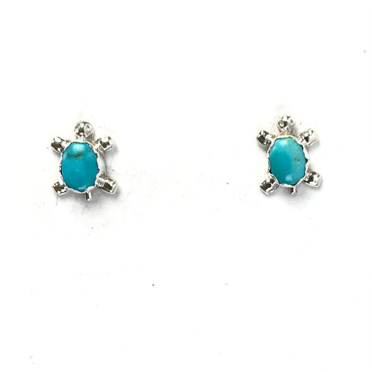 Turquoise Turtle Post Earrings-Indian Pueblo Store