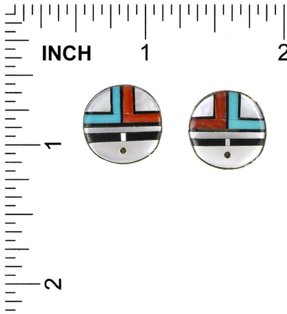 James Cheama Zuni Sunface Earrings-Indian Pueblo Store