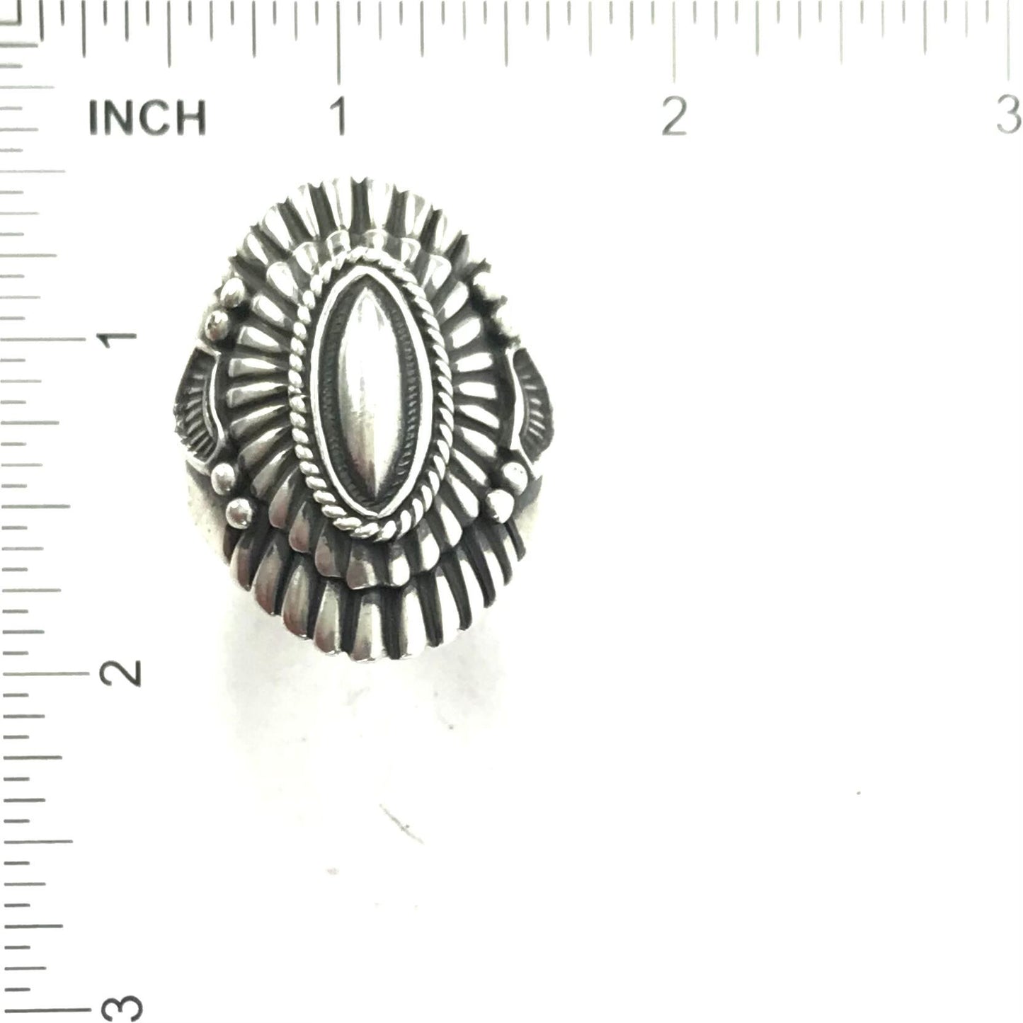 Harry H. Begay Sterling Silver Applique Medallion Ring-Indian Pueblo Store