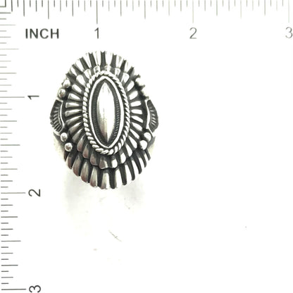 Harry H. Begay Sterling Silver Applique Medallion Ring-Indian Pueblo Store