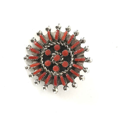 Keith Leekity Coral Needlepoint Pin/Pendant-Indian Pueblo Store