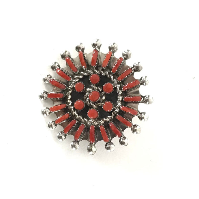 Keith Leekity Coral Needlepoint Pin/Pendant-Indian Pueblo Store