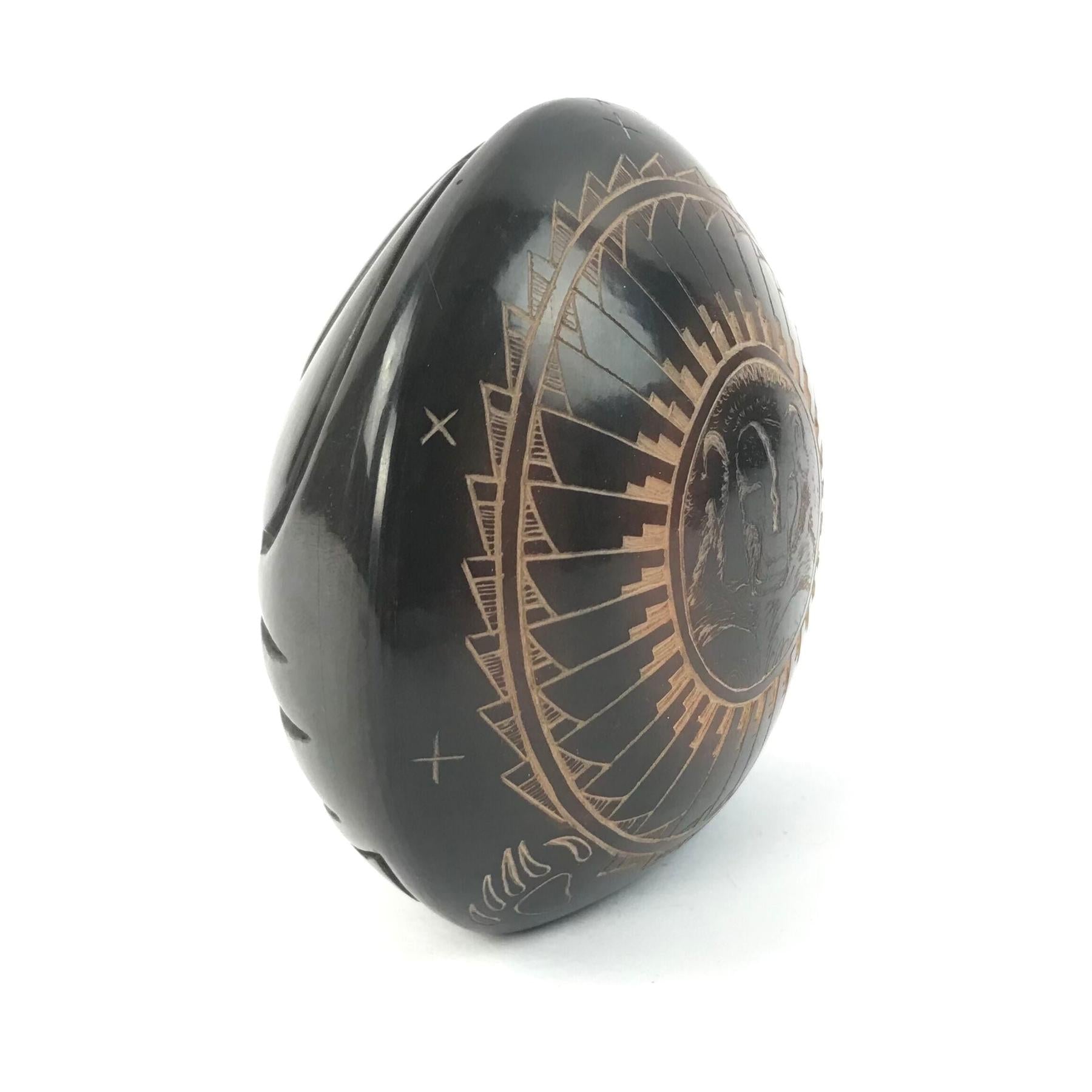 Kevin Naranjo Polished Etched Badger Seedpot-Indian Pueblo Store