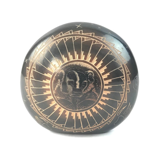 Kevin Naranjo Polished Etched Badger Seedpot-Indian Pueblo Store