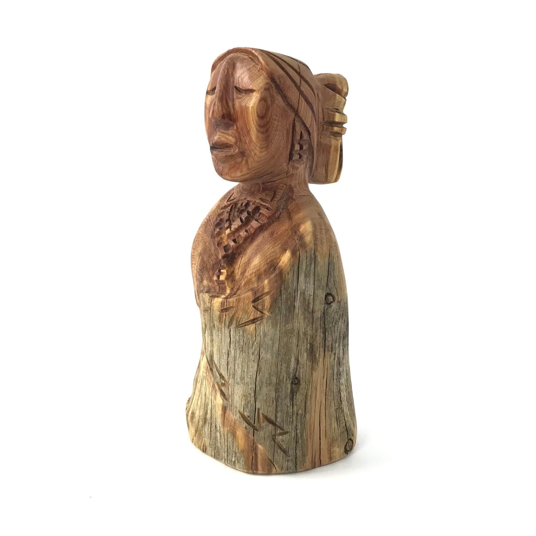 Harry and Isabella Benally "Dine Lady" Juniper Wood Carving-Indian Pueblo Store
