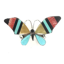 Load image into Gallery viewer, Angus Ahiyite Multi-gemstone Inlay Butterfly Pin/Pendant-Indian Pueblo Store
