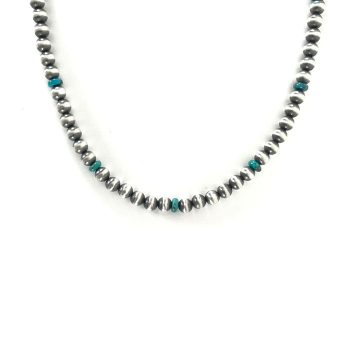 Jennifer Medina Sterling Silver and Turquoise Bead Choker Necklace-Indian Pueblo Store