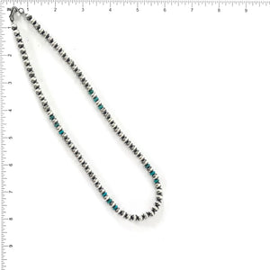 Jennifer Medina Sterling Silver and Turquoise Bead Necklace-Indian Pueblo Store