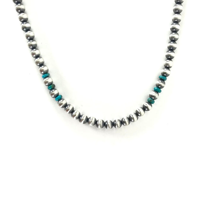 Jennifer Medina Sterling Silver and Turquoise Bead Necklace-Indian Pueblo Store