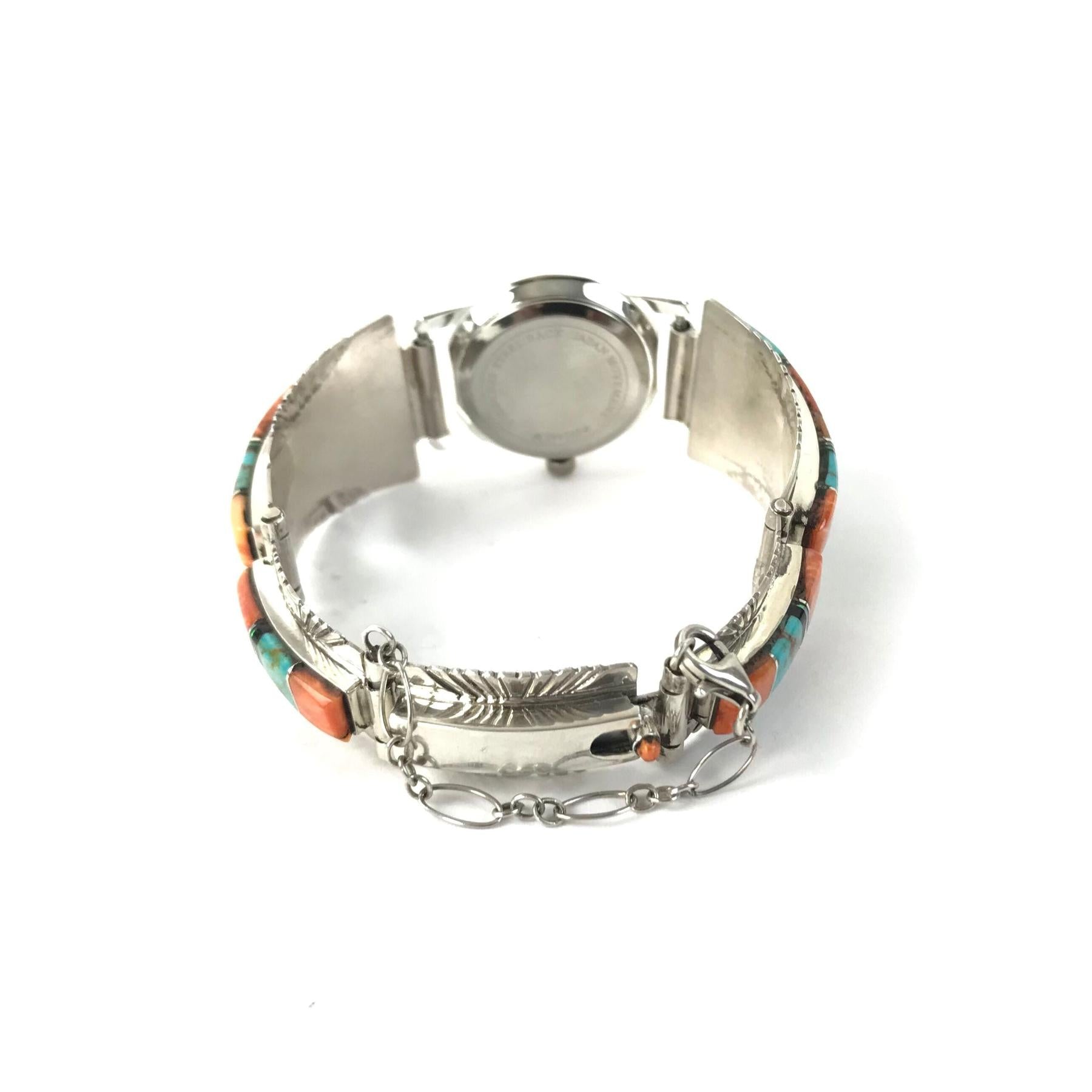 Charleston Willie Turquoise and Spiny Oyster Shell Inlay Watch-Indian Pueblo Store