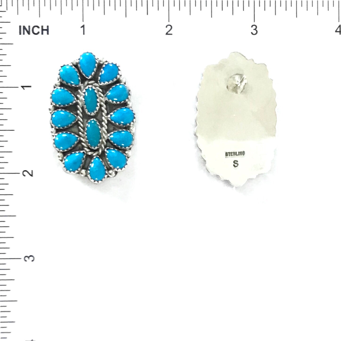 Pearlene Spencer Turquoise Cluster Post Earrings-Indian Pueblo Store
