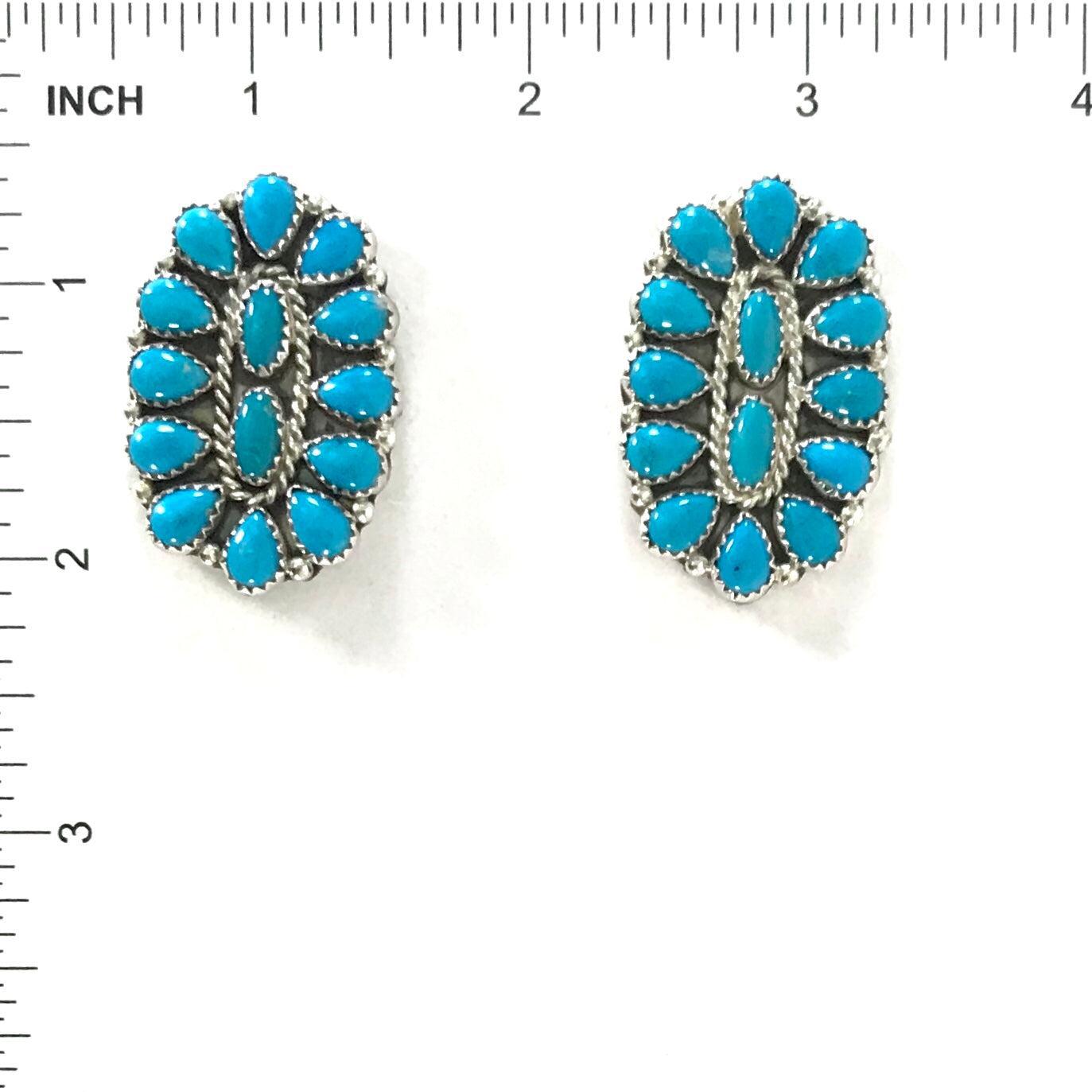 Pearlene Spencer Turquoise Cluster Post Earrings-Indian Pueblo Store