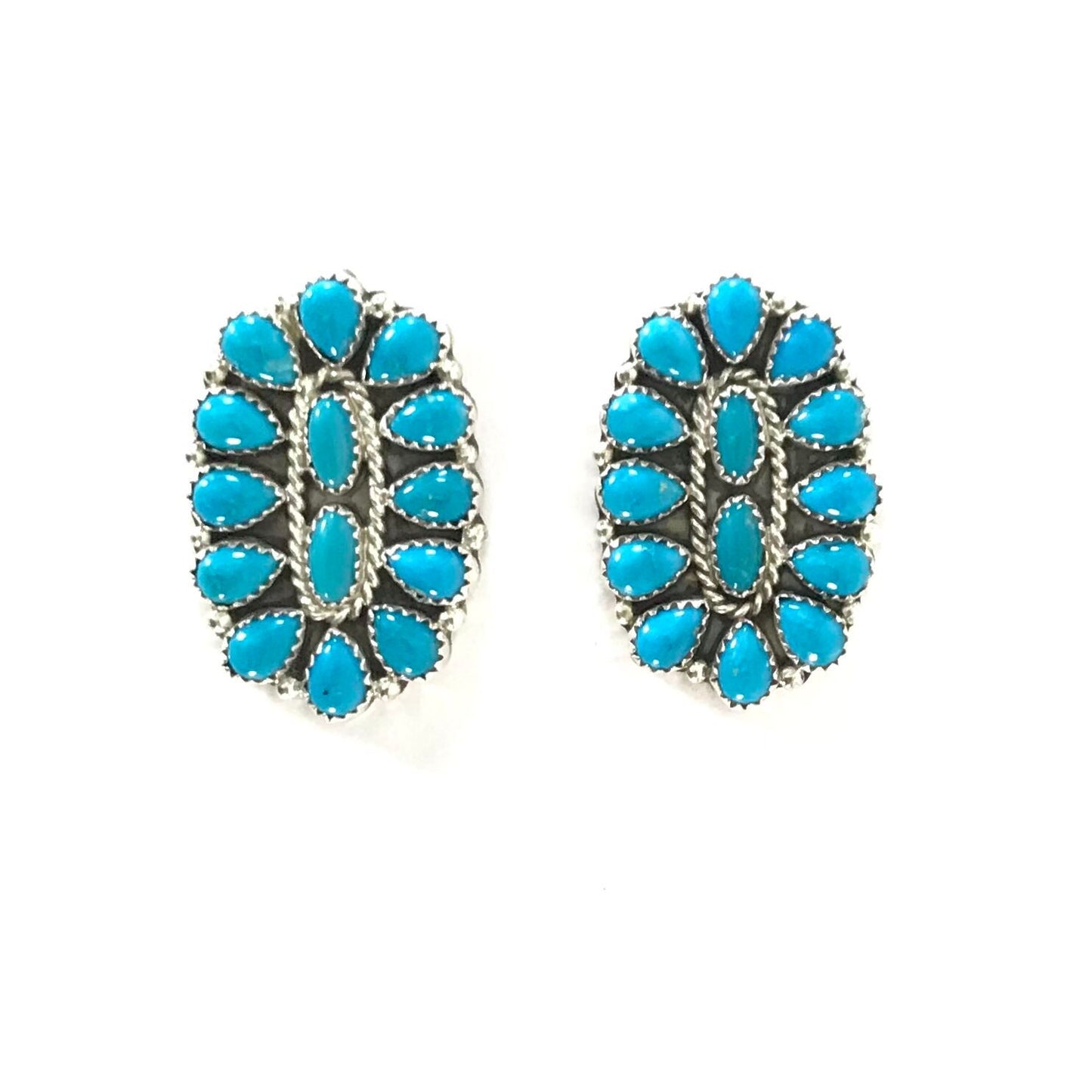 Pearlene Spencer Turquoise Cluster Post Earrings-Indian Pueblo Store